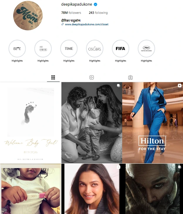Deepika Padukone Bollywood Actress with Most Instagram Followers